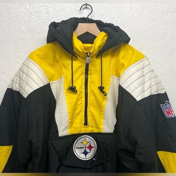 NFL - Steelers - 90s Starter Hooded 1/2 Zip Pullover Jacket  Pro Line - XL - Picture 2 of 16